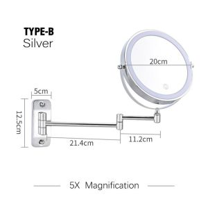 Dressing Mirror Wall Mounted 8 Inch Magnifying 10x Two-sides Mirror Space Aluminum Black Makeup Mirror Cosmetic Mirror Lady Gift