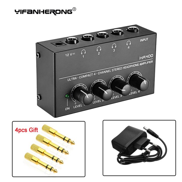 Amplificatore Per Cuffie Studio Power HA400 – 4 Canali Mini Mixer Audio Stereo – Argento - Foto 3