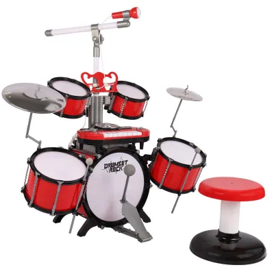 กลองเด็ก กลองชุด Rock Drum Set ชุดกลองเด็ก ของเล่นเด็ก โหมดแหล่งจ่ายไฟคู่ No.1902