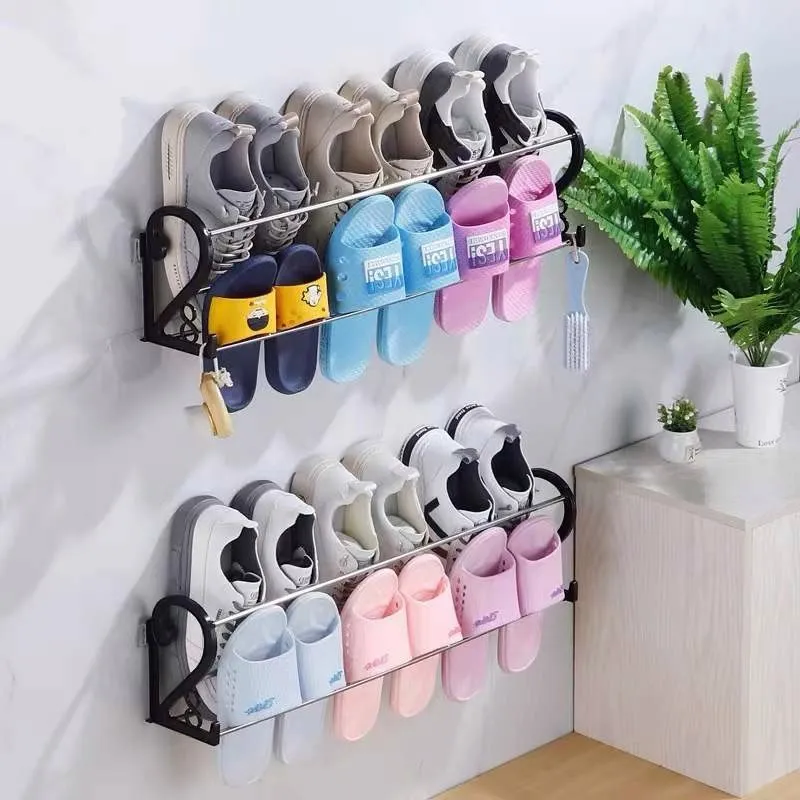 HIONE Wall Mounted Shoe Rack Slipper Organizer Slipper Rack