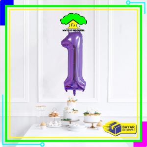 MI-C390 Balon Foil Angka 0-9 Warna Ungu Balon Angka Polos / Balon Ulang Tahun Perlengkapan Ultah