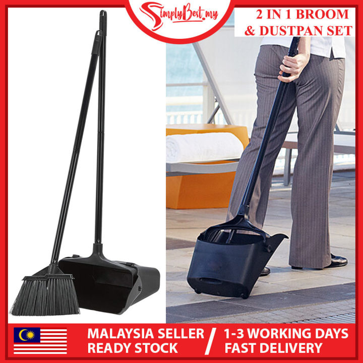 Broom And Dustpan Set For Indoor And Outdoor Use, Upright Dust Pan With Long Handle Angle Broom For Kids And Pets - View #2