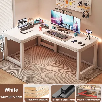 Bewell Computer Table Office Desk L Shaped Game Table Long Corner Study Work Desk Bedroom Corner Desk