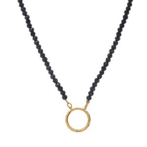 European and American cross-border fashion new personalized gemstone pendant four-leaf clover oval gemstone flower pendant DIY jewelry with h2609