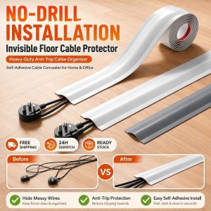 🔥Invisible Floor Cable Protector No Drilling Required For Cable Trays Self-Adhesive Floor Cable Cover Essential For Custom Home Design Wall Cables Cable Management For Home And Office 线路电缆电线梳理器