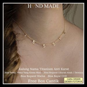 kalung nama titanium anti karat anak dewasa kalungnama aksesoris wanita necklace titanium aksesoris fashion