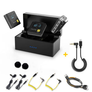 7RYMS iRAY DW20 PRO Wireless Lavalier Microphone System 2.4G Dual-Channel Compact Lapel Microphone with LCD Screen Charging Case for Camera iPhone DSLR Smartphone Tablet Vlogging Interview