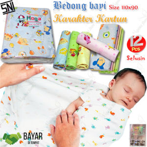 Bedong Bayi Murah 12Pcs Bedong bayi Karakter Kartun Selimut Baby Star SNI-Vegasus Store(COD)