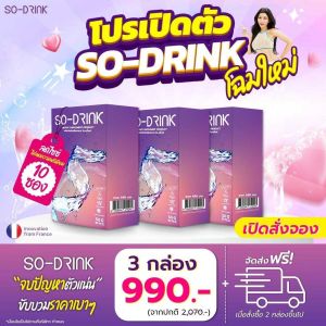 SO-DRINK โซ-ดริ้ง ผงชาพืช ชาลดบวม ขับโซเดียม ปรับสมดุลร่างกาย ผงชาพืชของกุ๊บกิ๊บ 1 กล่อง 10 ซอง