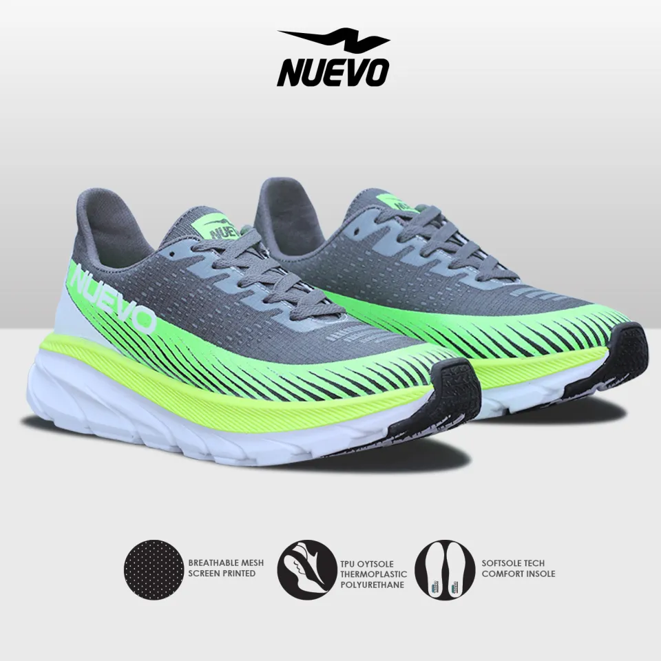Sepatu Running Pria Nuevo Dexter Grey Stabilo Olahraga Gym Jogging