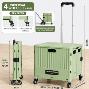 Next Day Foldable Shopping Cart With 360° Rotatable Wheels Multifunctional Grocery Trolley