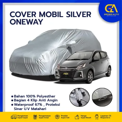 GrosirAuto Body Cover Mobil Sarung Penutup Mobil Agya Ayla Polyesther Silver Waterproof Anti Air Anti Debu