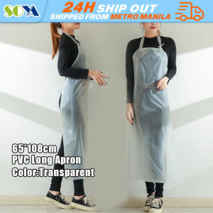 PVC Apron Anti-fouling Long Waterproof Apron Work Clothes Thicker Transparent Apron Kitchen Waterproof Kitchen Apron Household PVC Oil Resistant Work Apron Transparent White Dirt-Proof Cleaning Aprons