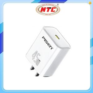 Cốc sạc nhanh Pisen CTW-CD01 cổng TypeC 45W cho iPhone 17 Series hỗ trợ PD3.0 / QC3.0 / FCP / ACP/ Apple 2.4 (Trắng) - Nhất Tín Computer