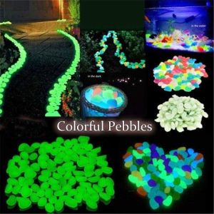 100Pcs Pebble Stone Luminous Stones Light-emitting Artificial Pebble Stone Rocks For Aquarium Fish Tank Garden Home Decor 鱼缸装饰 夜光石 吸收太阳光