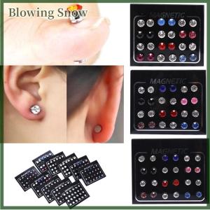 Blowing 24 cái bộ từ không xuyên Clip Vòng Rhinestone Stud Bông tai đồ trang sức