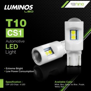 SATU BUAH LAMPU LED T10 CS1 LUMINOS 6 MATA UNTUK SENJASEIN SPEDOMETER PLAT NOMOR CABIN MOBIL DAN MOTOR