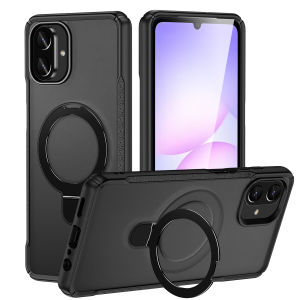 Ultra-Magnetic Stand for Samsung Galaxy A06 A07 A17 A14 A15 A54 A57 A05 A05S A08 A27 A37 A26 A36 A16 A15 A35 A55 Case Shockproof & Slim Black | [Military Drop Protection] [Compatible with MagSafe] Matte Phone Case with Ring Holder