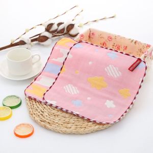 JUTBONG Square Shaped Baby Face Towel Hand Towel Pure Cotton Six Layer Small Towel Durable Feeding Burp Cloths Childrens Absorbent Handkerchief