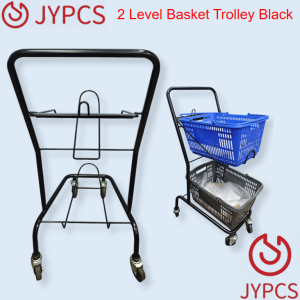 2 Level Basket Trolley Black Color