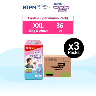 (DWP12) Diapex Wonder Pants Super Jumbo XXL (32s + 4s) x 3 Packets (Carton)