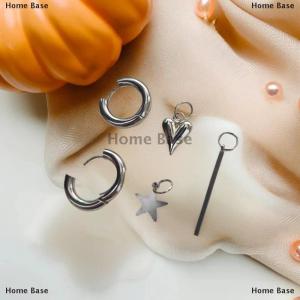 [COD] Home Base Punk Long Heart Star Pendant Earrings For Women Simple Fashion Geometric Circular Ear Buckle New Trendy Jewelry Gift