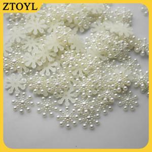 ZTOYL 100 × bông tuyết flatback ngọc trai embellishments giáng sinh Craft DIY công cụ