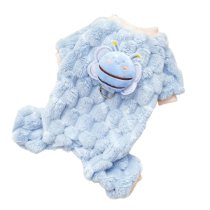 SHUSHABA น่ารักน่ารักๆ จั๊มสูทฤดูหนาวสำหรับสุนัข ลายผึ้ง อบอุ่นและอบอุ่น เสื้อบังเหียนลูกสุนัข ชุดเอี๊ยมเต็มตัว ตุ๊กตาผ้าพลัฌ เสื้อผ้าสัตว์เลี้ยงสี่ขา ชิวาวา