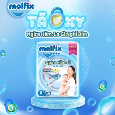 [QUÀ TẶNG GIỚI HẠN – ĐƠN 299K/799K] Combo 3 Tã Dán Molfix Oxygen Super Jumbo NB70/S80/M76/L68