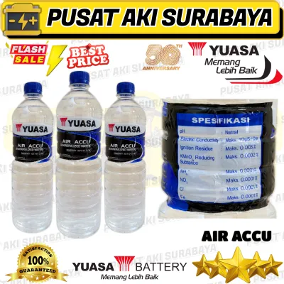 ORIGINAL AIR ACCU ZUUR YUASA SEPEDA MOTOR MOBIL AIR AKI 1 LITER TUTUP MERAH TUTUP BIRU