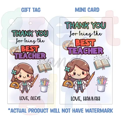 [Bundle of 5 pcs] Custom Teachers Day Gift Tag / Customised Hang Tag For Teachers Day Present / Customised Thank You Tags