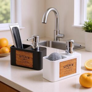 FUNG Pump Head Kitchen Soap Dispenser ABS 160ml Sponge Holder Shampoo Dispenser Sink Organizer Liquid Soap Dispenser Kitchen