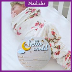 Mazhaha Wooden Hello World Newborn Sign Cute Birth Announcement Board Baby Announcement