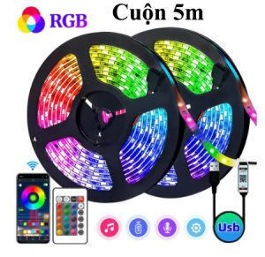 Dây Led RGB Cảm Biến Nhạc 5 mét 10 mét 20 mét Trang Trí Decor Phòng Điều Khiển Bằng Remote và APP