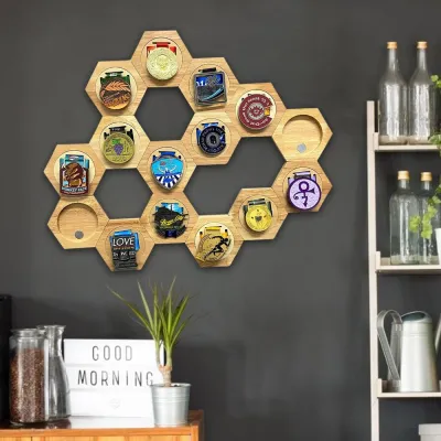 Premium Medal Display Stand with Hexagonal Honeycomb Pattern for Trophy and Achievement Showcase