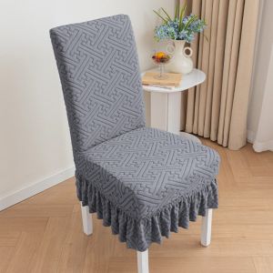 W0AGZ4J2 Jacquard Dining Chair Cover Elastic Skirt Seat Cover  Soft Living Home Decor Pet Room