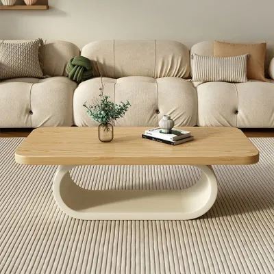 Cream Style Solid Wood Coffee Table for Home Small Apartment Natural Wood Tea Table Living Room Square Tea Table