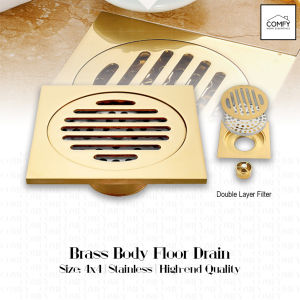 4x4 High End Quality Antique Brass Copper Bronze Floor Drain Bathroom Shower Anti-Odor/Clogging/Rust