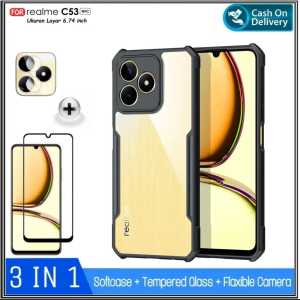 Paket 3in1 Full Soft Case REALME C53 C55 NFC C21 Soft Hard Casing Free TG Full Layar Dan Camera