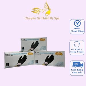 (Loại 1) Hộp 100 chiếc găng tay màu đen không bột Nitrile