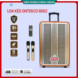 Loa kéo karaoke ONTEKCO 8002 Bass 20 kèm 2 mic UHF vỏ gỗ mặt lưới kim loại