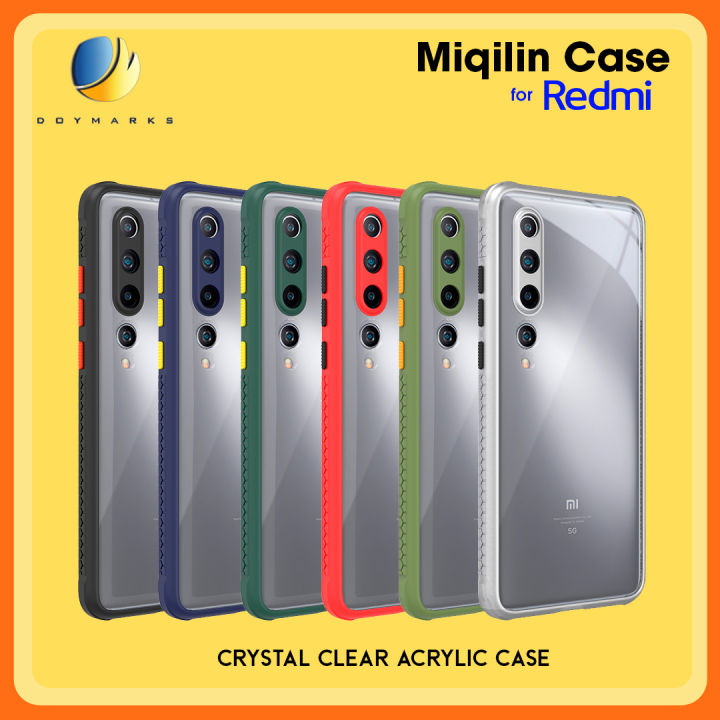 Redmi Note 10s 10 Pro 4G 5G Miqilin Case Transparent Acrylic Crystal Clear  Camera Lens Protection PC Case with Soft Touch Contrast Designed