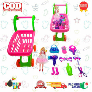 Mainan Anak Keranjang Boneka Belanja Hairdryer Tas Troli salon Murah DORONGAN BELANJA MAKEUP AKSESORIES