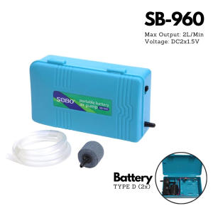 Sobo Portable Battery Air Pump SB-960 SB-980 Oxygen Oksigen Aquarium Fishing Pam Angin Bateri Pancing Ikan Udang