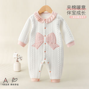 Baby autumn and winter clothes made of pure cotton a Quilted-style  clothing warm air cotton romper for small-month-old babies suitable for outdoor wear