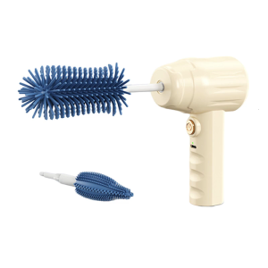 Silicone Electric Baby Bottle Cleaner USB Rechargeable Nipple Cleaning Brush with Ergonomic Handle Spin Scrubber