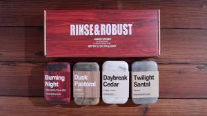 Rinse & Robust Bar Soap for Men - 4Pcs Exfoliating & Moisturizing 4-in-1 Cleansing Bar Set for Face Body Hands & Shave All Skin Types Luxury Fathers Day Gift Set(4 x 5.3 oz)