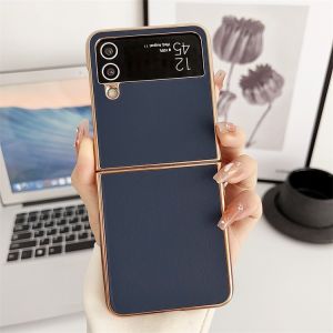 New Case Chrome Leather Desighned Ponsel Kulit Kompatibel Untuk Samsung Galaxy Z Flip 6 Z Flip 5 Z Flip 4 Z Flip 3 PU Leather Chrome Plated