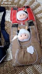 Gendongan bayi depan motif kepala sapi lucu murah/gendongan bayi depan duduk twill boneka