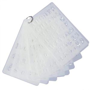 12Pcs Penggaris Cetakan Huruf Dan Angka Stensil Letter / Alphabet / Number Bahan Plastik Diy Handbook Hollow Drawing